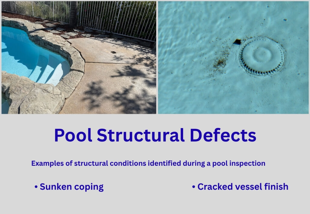 Pool structural defects found during a Southern California home inspection